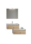 Mobile Bagno Sospeso 2 Cassettoni Specchio Cm L120xH195P47 BLQN