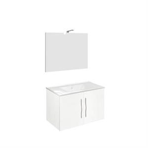 Mobile Bagno Sospeso due Cassettoni Specchio 80 Savinidue 4055N B/co