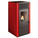 Stufa ad Aria a Pellet Eva Stampaggi Poly Rosso Kw 9,5 con Telecoman