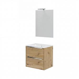 Mobile Bagno Sospeso due Cassettoni e Specchio Iconica 61 Rovere Oro