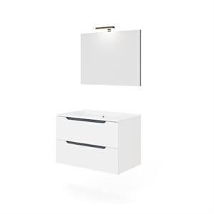 Mobile Bagno Sospeso due Cassettoni e Specchio CONFORT 61 Bianco Opa