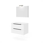 Mobile Bagno Sospeso due Cassettoni e Specchio CONFORT 61 Bianco Opa
