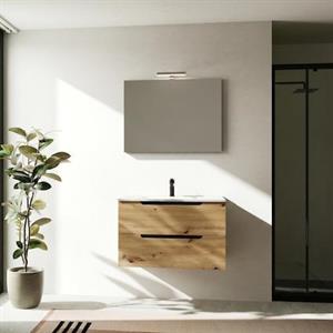Mobile Bagno Sospeso due Cassettoni e Specchio CONFORT 81 Rovere Oro