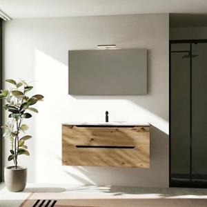 Mobile Bagno Sospeso due Cassettoni  Specchio CONFORT 101 Rovere Oro