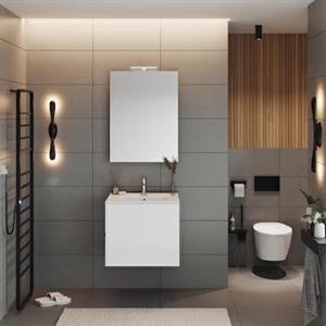 Mobile Bagno Sospeso due Cassettoni e Specchio EASY 61 Bianco Lucido