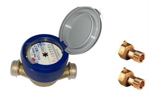Contatore Acqua Asciutto Sisma Completo di Raccordi e Bollo D.1/2